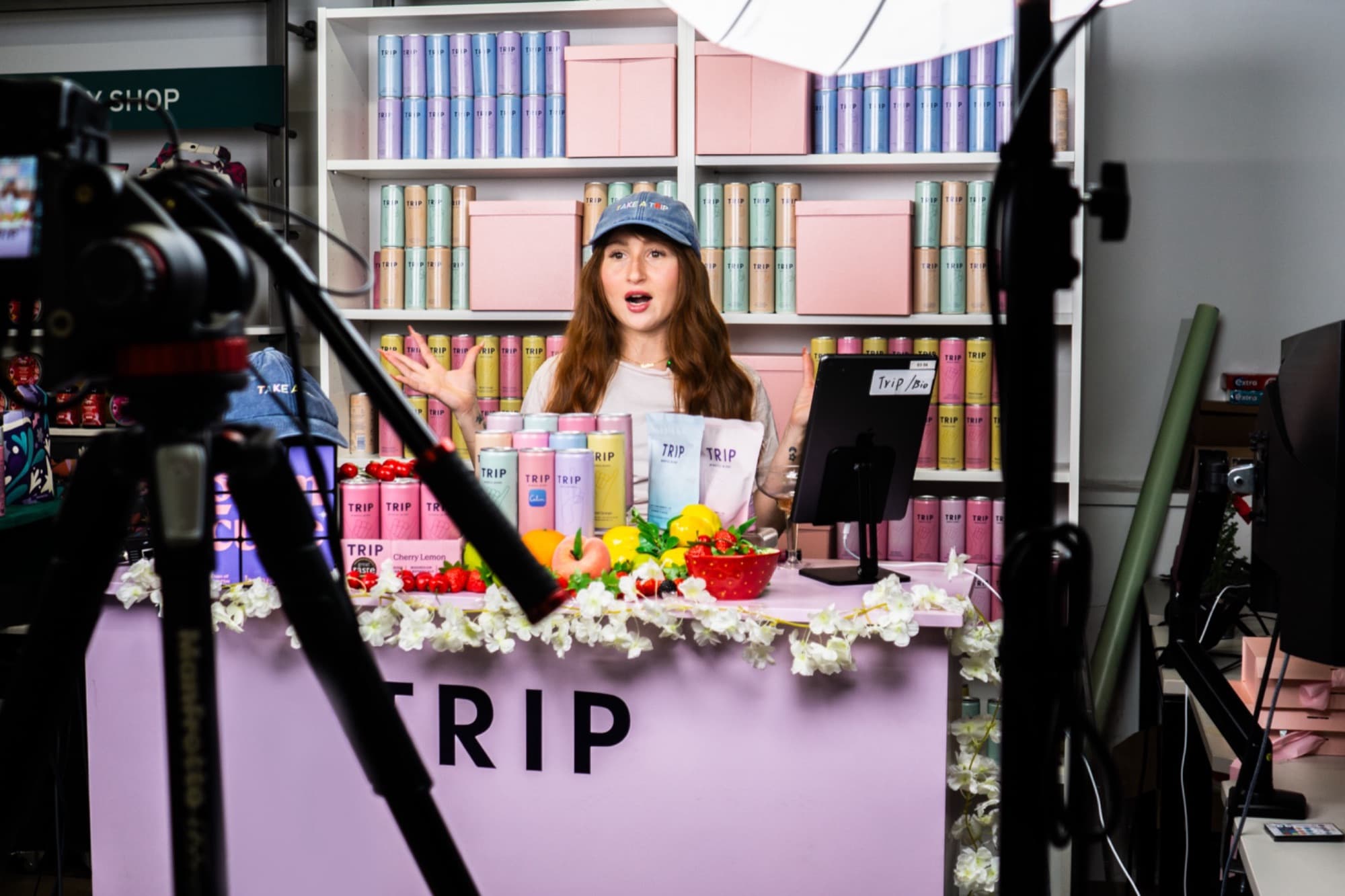 Presenter hosting a TRIP livestream in a GoPlaces studio